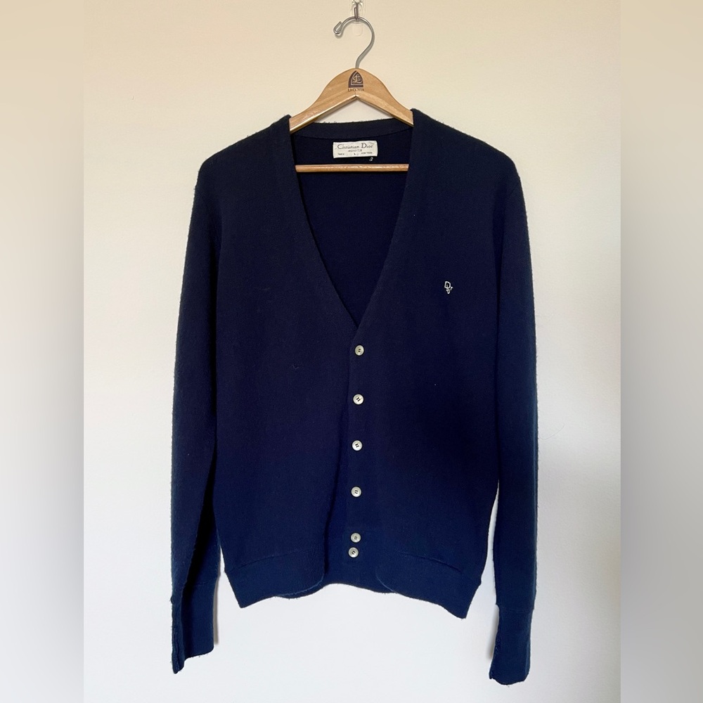 Vintage Dior Men's Deep Blue Cardigan